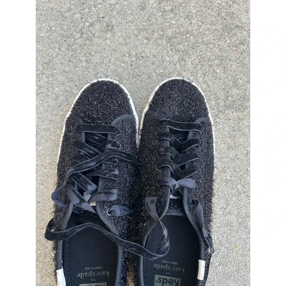 Keds x Kate Spade New York sparkle tinsel fuzzy Kickstart velvet laces sneakers